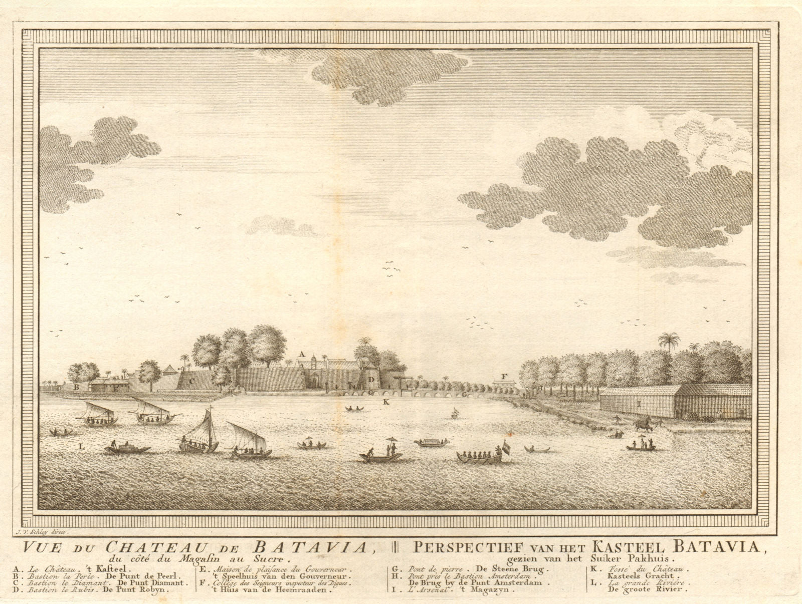 'Château de Batavia'. Castle. Dutch East Indies. Jakarta, Indonesia. SCHLEY 1753
